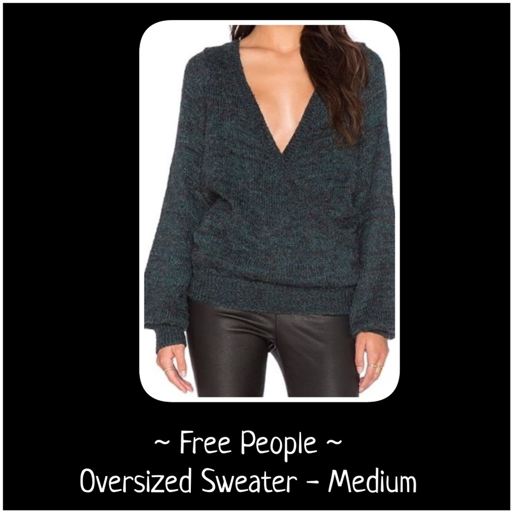 Free People Karina Wrap Oversized V-Neck Sweater M